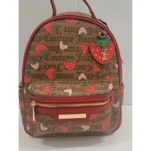 NEW! Juicy Couture Rosie‎ Mini Backpack Chestnut Chino/COO Strawberries Chestnut